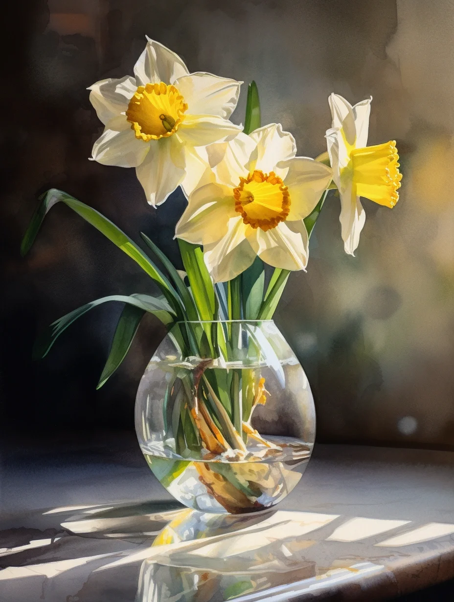 AI水彩：水仙花