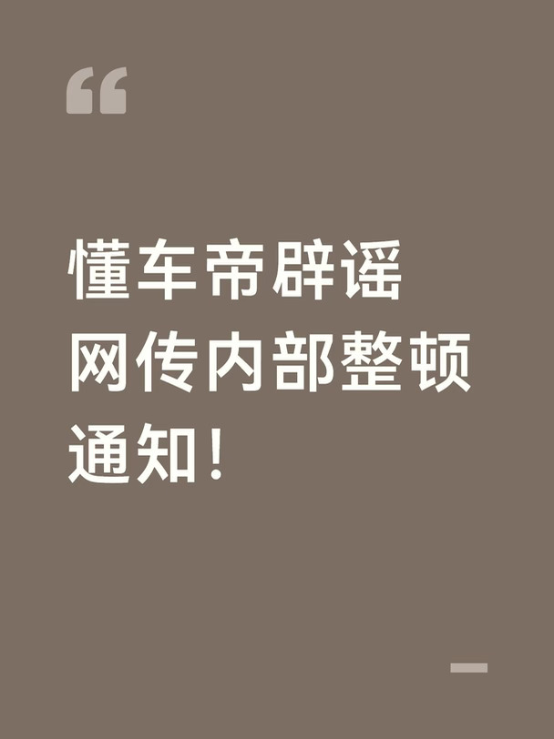 懂车帝辟谣网传内部整顿通知！