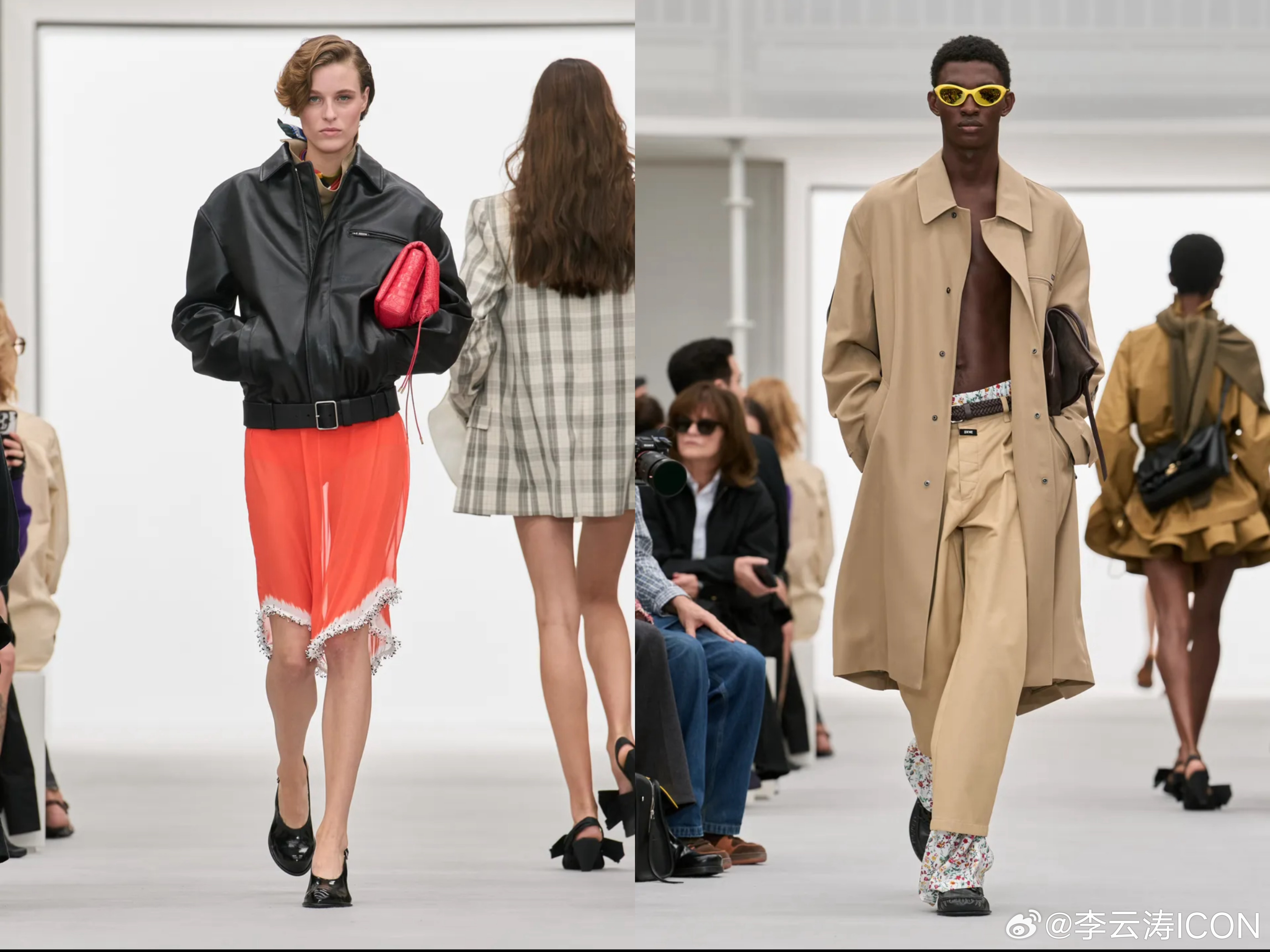 #LOEWE这季有点东西##时装周#

看完罗意威2027春夏时装秀，我觉得这季最有意思的，不是某一个单品，而是 Jack McCollough 与 Lazaro Hernandez 正在重新找到自己的LOEWE语言。

这季我比较关注四个关键词：

廓形——经典单品被重新拆解、扭转，比例变得更大胆，身体和服装之间的关系更有张力。

色彩 ​