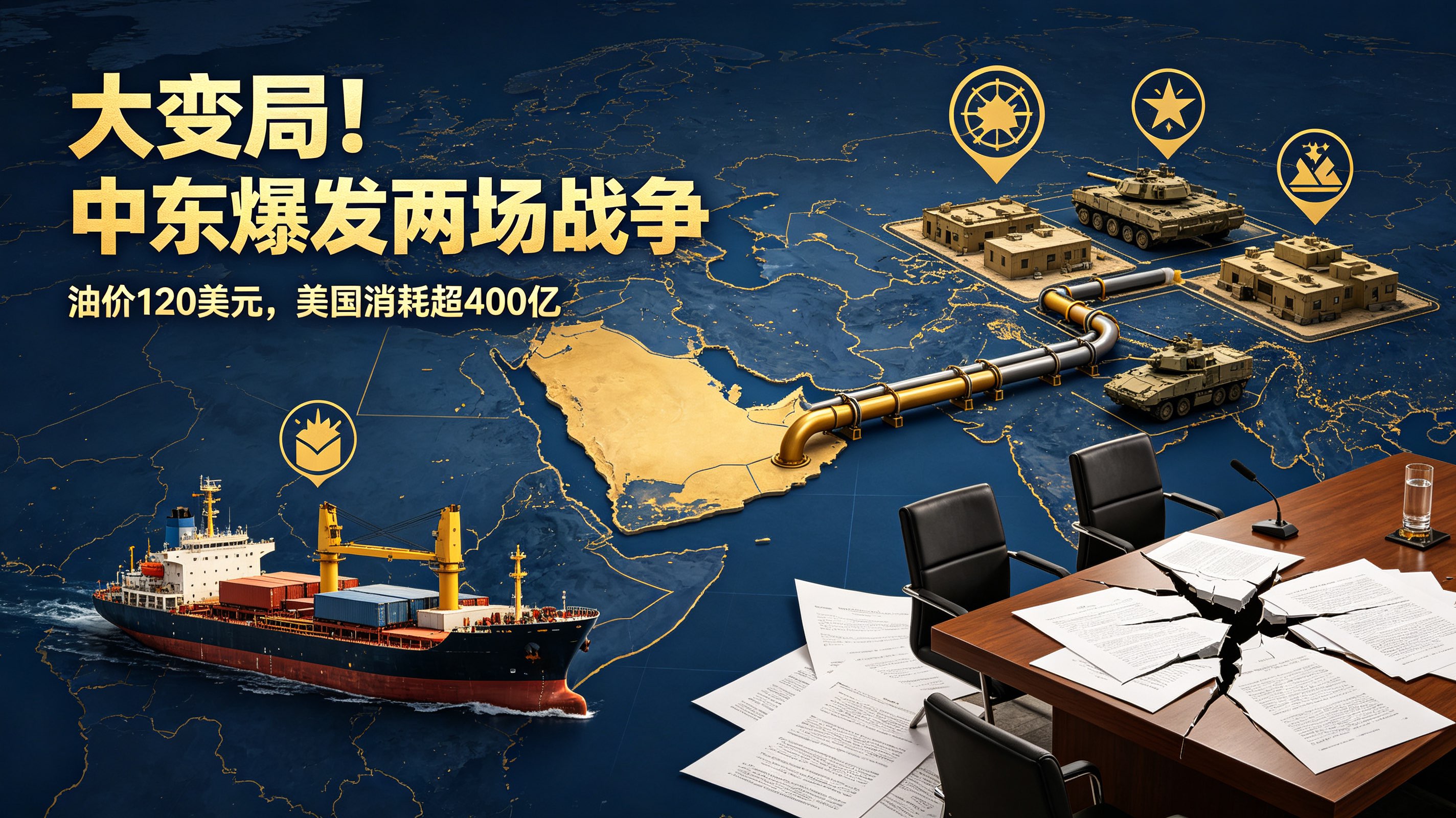 大变局！中东爆发“两场战争”！三座首都轮流出错，美国血亏400亿，油价狂飙120美元

全世界都被中东局势骗了！

很多人以为，近两年的中东冲突只是断断续续的摩擦升级、打一阵停一阵。

但最新国际智库深度分析实锤：中东根本不是一场战争，是两场完全独立、层层递进的高强度战争！

局势早已彻底失控，华盛