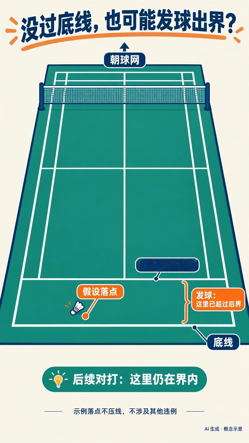羽毛球双打发球：明明落在底线内，怎么还算出界？

#羽毛球双打发球为什么底线内也会出界#
球明明落在底线里面，怎么还算发球出界？先别忙着替裁判喊冤，也别急着替运动员抱不平。看2026年亚运会羽毛球双打，有个容易看岔的细节：最外侧那条底线，不是每一拍都管用。

双打后场有两条需要认清的横线： ​