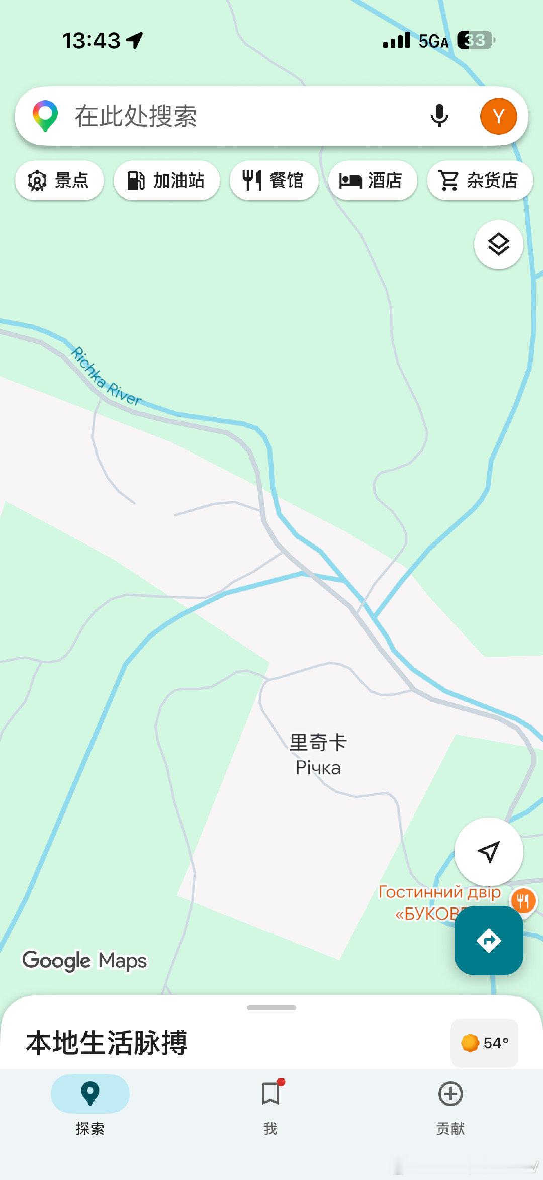 乌克兰的一个村，村名字叫河 (Річка/Richka) 。村旁边有一条河 (річка)，河的名字也叫河 (Річка)。
“1小时22分”打一地方——河河河河。 ​