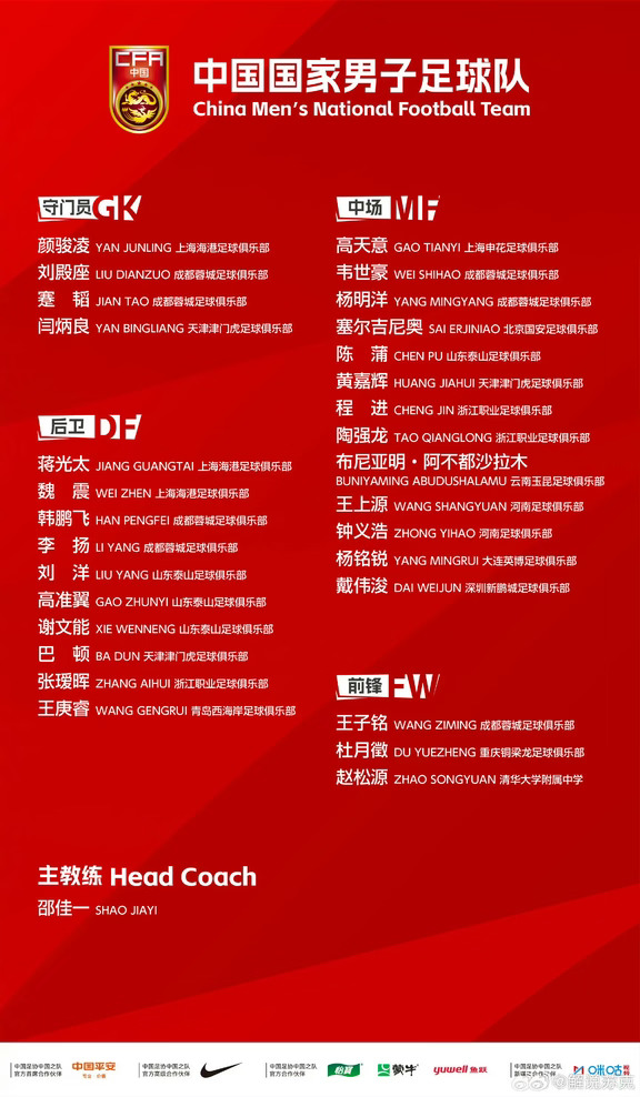 赵松源跳级进入邵家军第4期国足大名单!