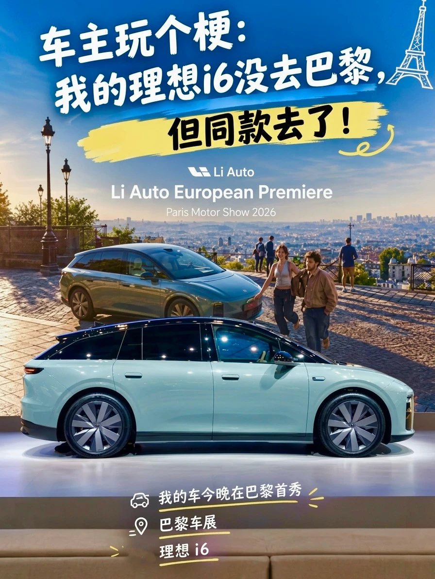 车主玩个梗：我的理想i6没去巴黎，但同款去了