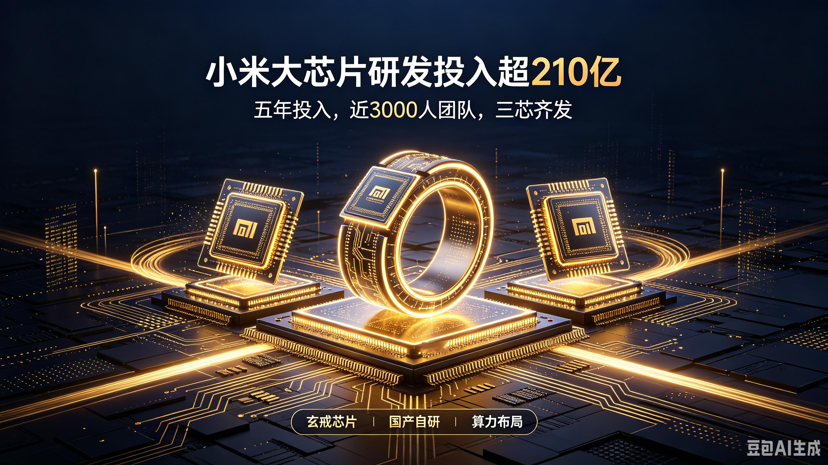 五年砸210亿！小米大芯片研发投入曝光，近3000人团队死磕底层算力

在玄戒芯片技术沟通会上，雷军对外披露一组重磅数据：小米重启大芯片研发五年多时间，累计研发投入超过210亿元，芯片研发团队规模接近3000人。
 
这次一口气推出玄戒O3、玄戒O100、玄戒D100三款芯片，覆盖手机旗舰SoC、A