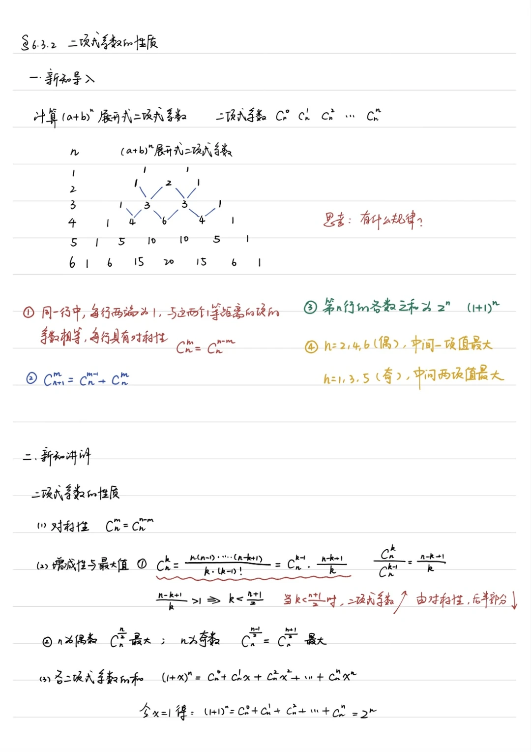 明天开始二项式定理6.3.2 二项式系数的性质