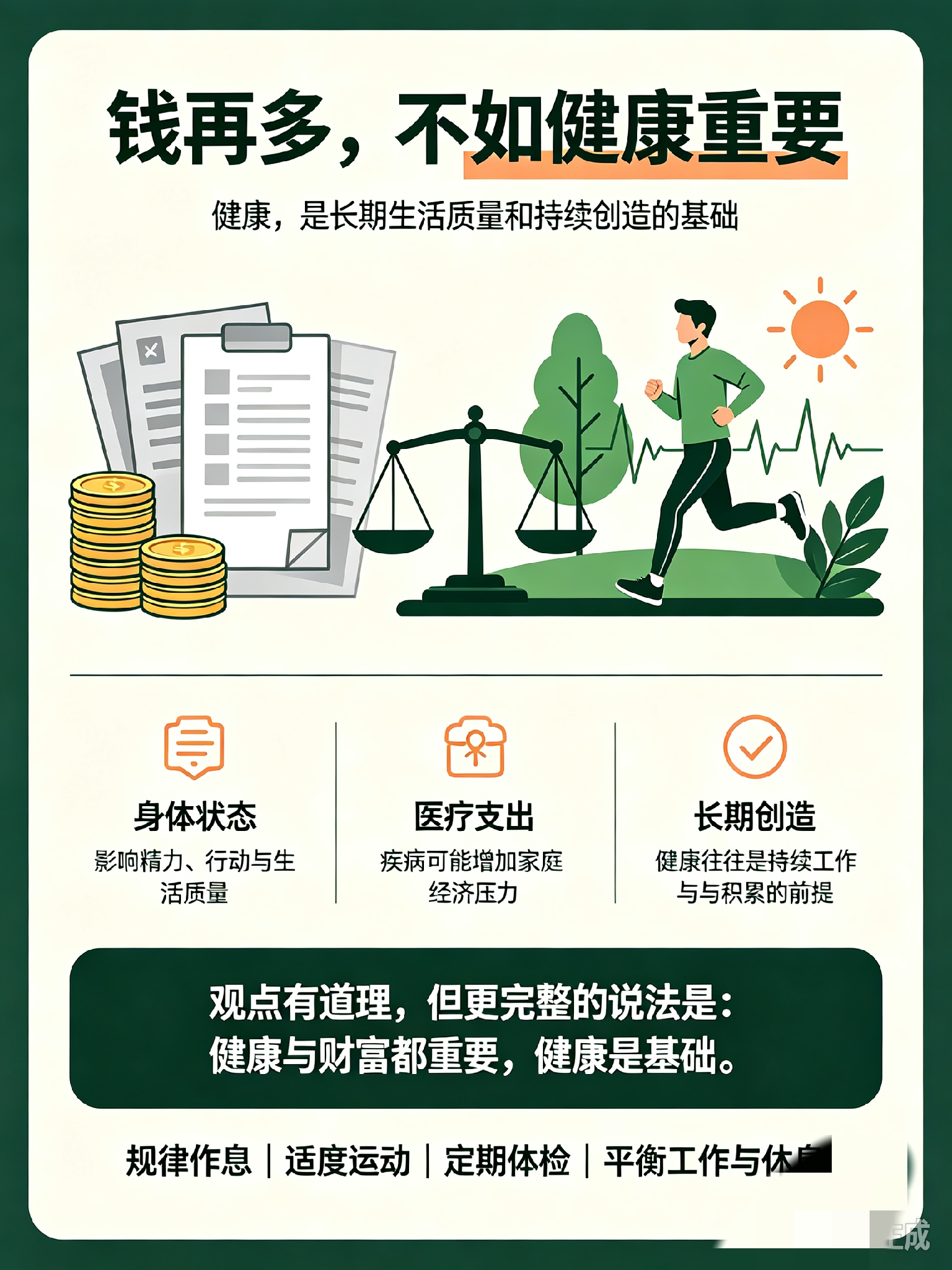 钱再多，不如健康重要，这句话对吗
钱再多，不如健康重要，这句话对吗