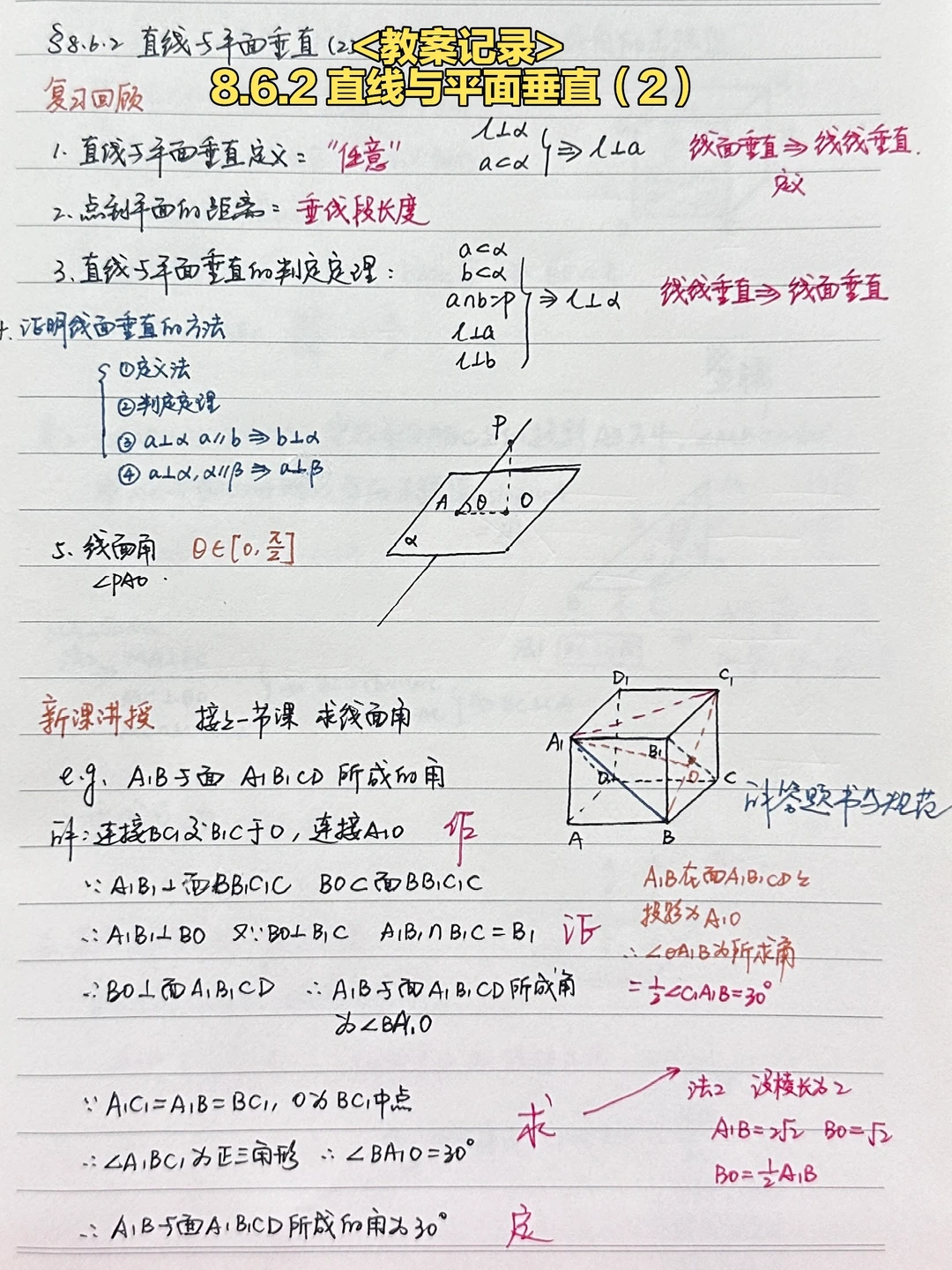 8.6.2 直线与平面垂直（2）