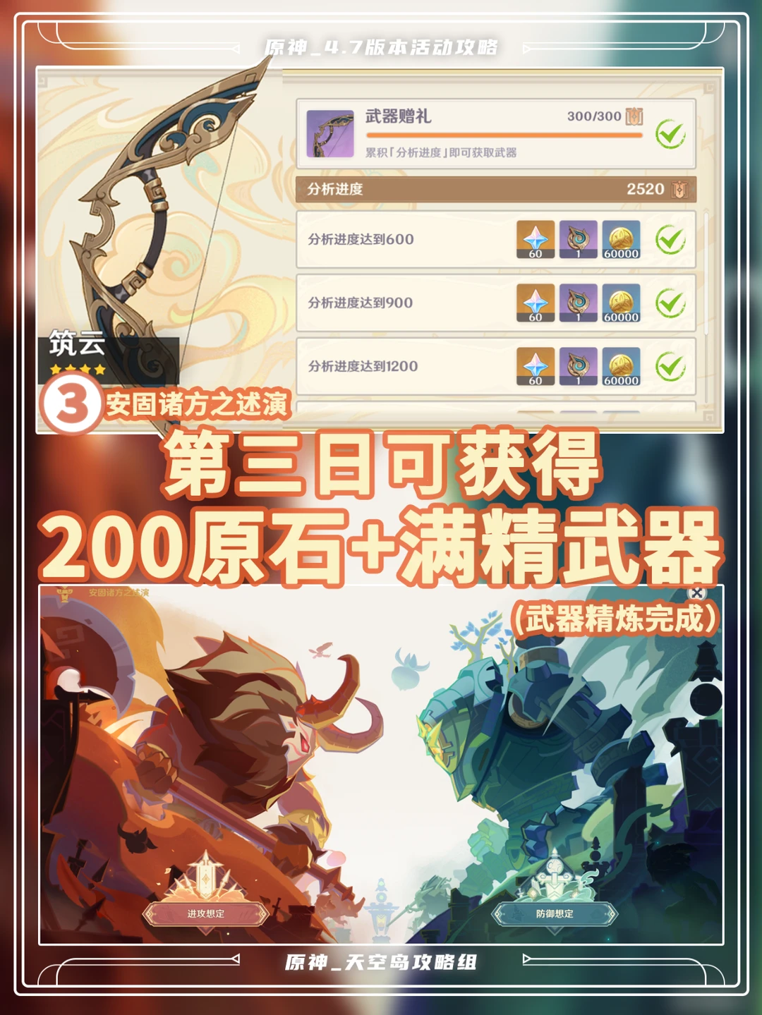 安固诸方之述演6、7关可获得200原石