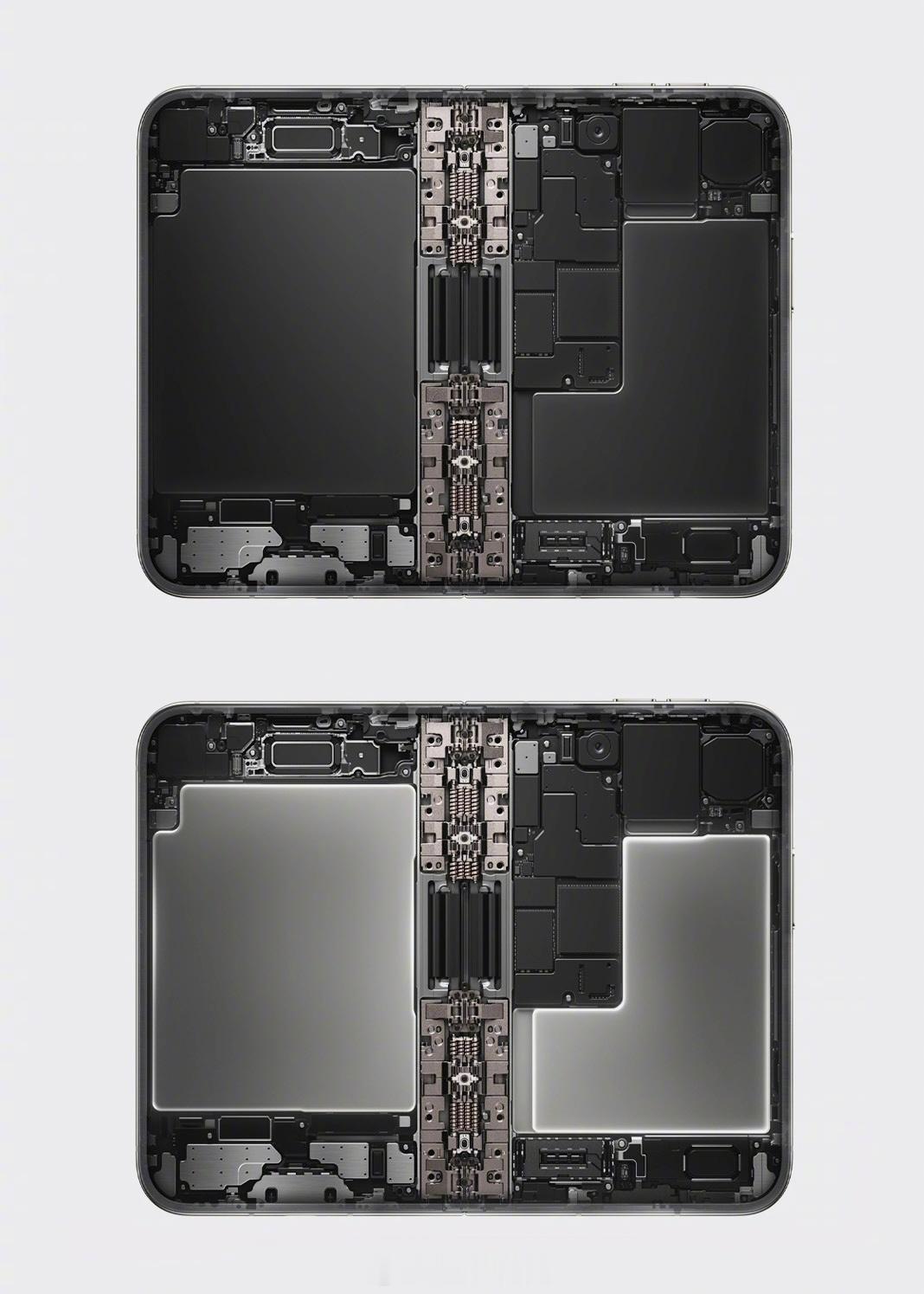iPhone Duo因为铰链的结构限制，机身左右各放置一块电池。

系统底层可以单独监测这两块电池的健康度，能够分别识别每一块电芯的衰减程度，甚至还可以识别单块电池是否为原装配件。

但普通用户日常看到的电池健康页面，只会显示一个综合的电池健康百分比，不会展示两块电池各自的数据。

只有进入后台 ​