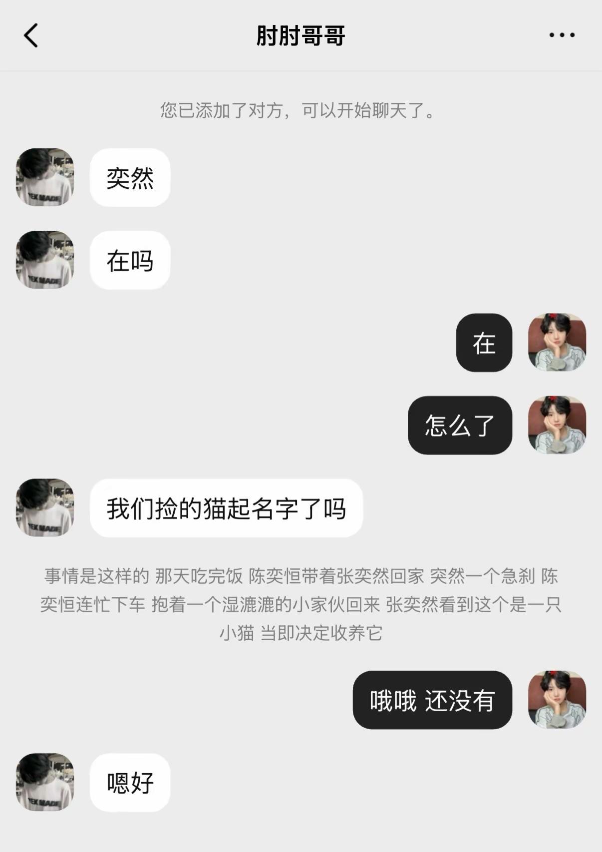 我们的猫 我们的。tf四代 打啵奕 捡手机文学 打啵奕捡手机 张奕然 “还是和小时候一样，就是有点瘦了。”
