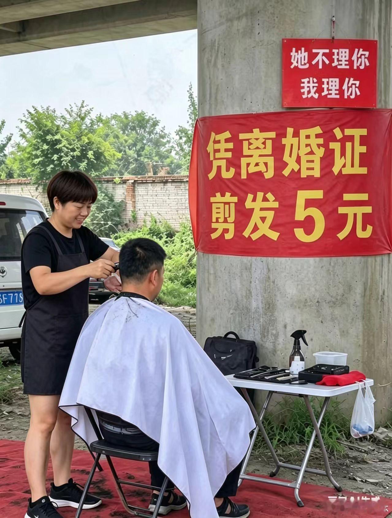 我常去广州十元地摊剪头发，老城区、公园、城中村随处可见。相邻两街交界，也是两不管地段，就有四五家单剪摊位。
有一对六十多岁河南老两口，老板娘一口河南腔吆喝：“来啦，今天我帮你整着！”大伙都知道她手艺一般，剪出来常常参差不齐，老顾客宁愿排队，也不愿让她上手。
她老公手艺平平，但做事细 ​