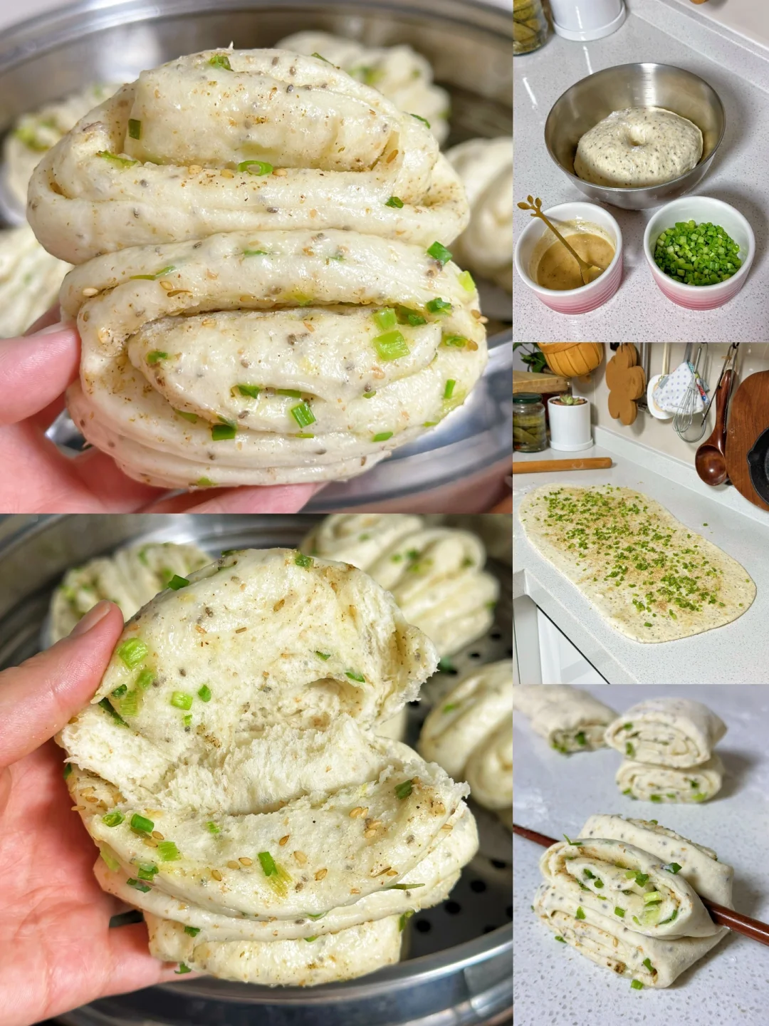 葱香花卷儿软乎乎的早餐又有啦