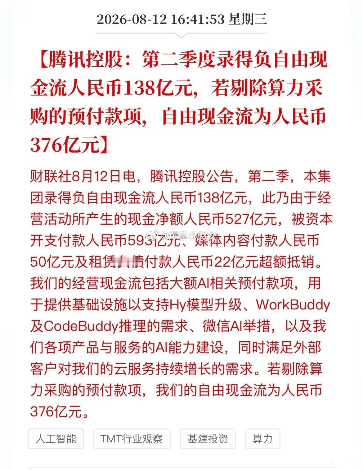 腾讯这波操作，属实是“一边疯狂烧钱，一边拼命搞钱”的典范！  盘后，腾...