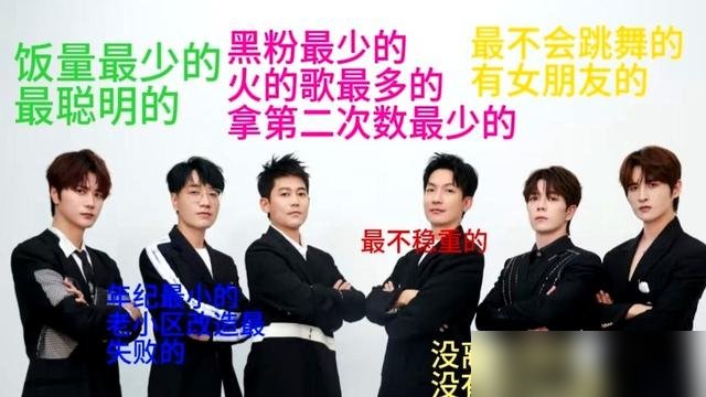 六个人黑西装往那一站，全员抱臂，配文全是反话。
王栎鑫写“没离过婚和没笑吐过”，张远写“最不会跳舞”。越正经越没谱，越体面越拆台。这就是0713，自黑起来连自己都不放过。
别人家团魂靠煽情，他们团魂靠互损。苏醒嘴上不饶人，转头把兄弟写进歌里。陆虎哭包体质，王铮亮永远在兜底。陈楚生话最少，但他一开