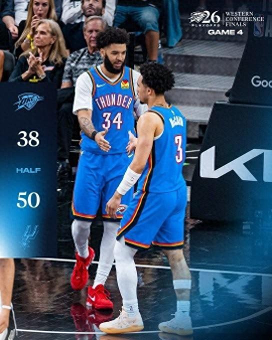 【🏀赛场直击！雷霆半场失守，马刺攻势如虹🎯】  在西决G4的上半场...