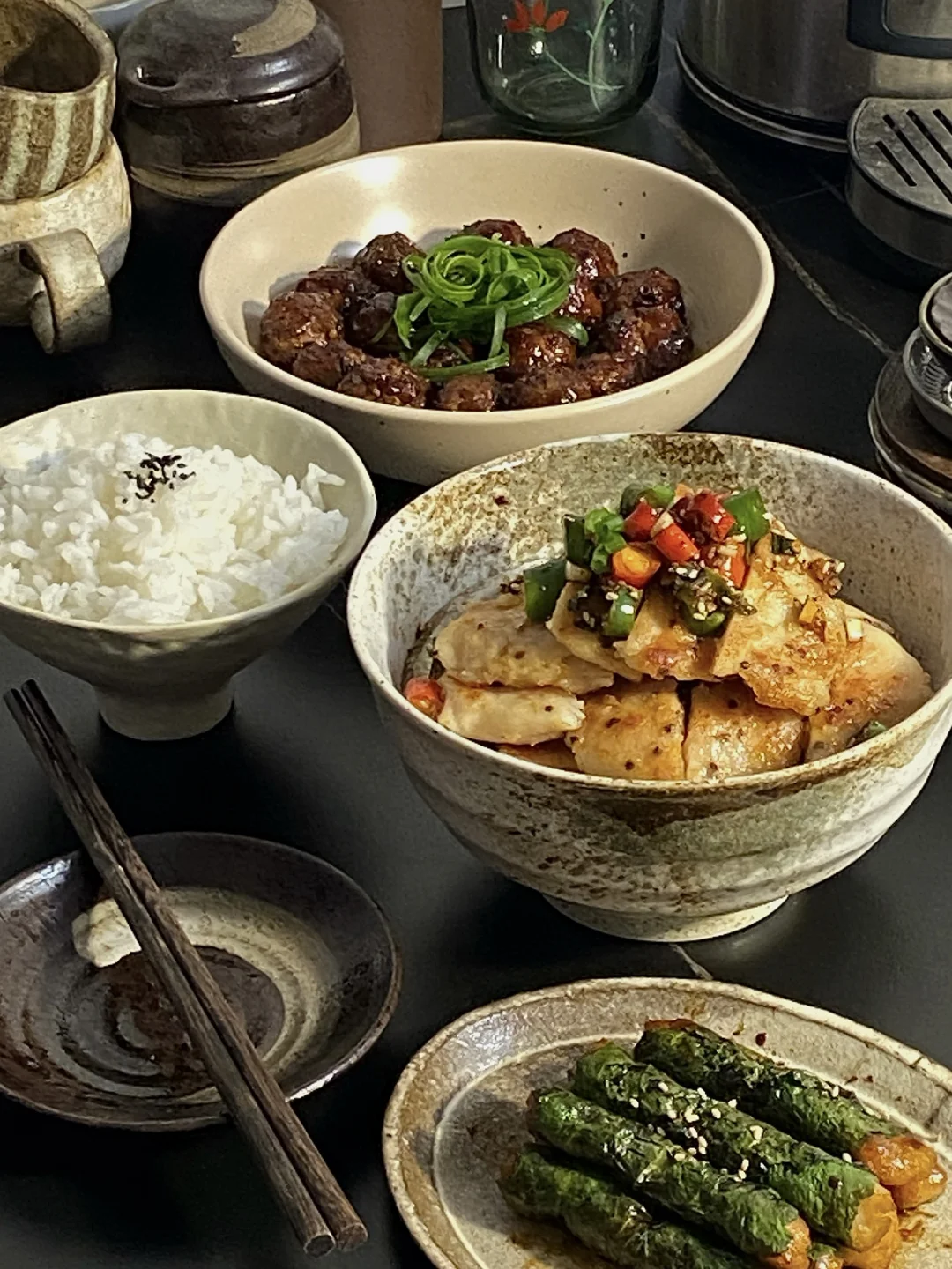 今日食谱📜椒麻鸡 照烧丸子 紫苏包虾滑🥢