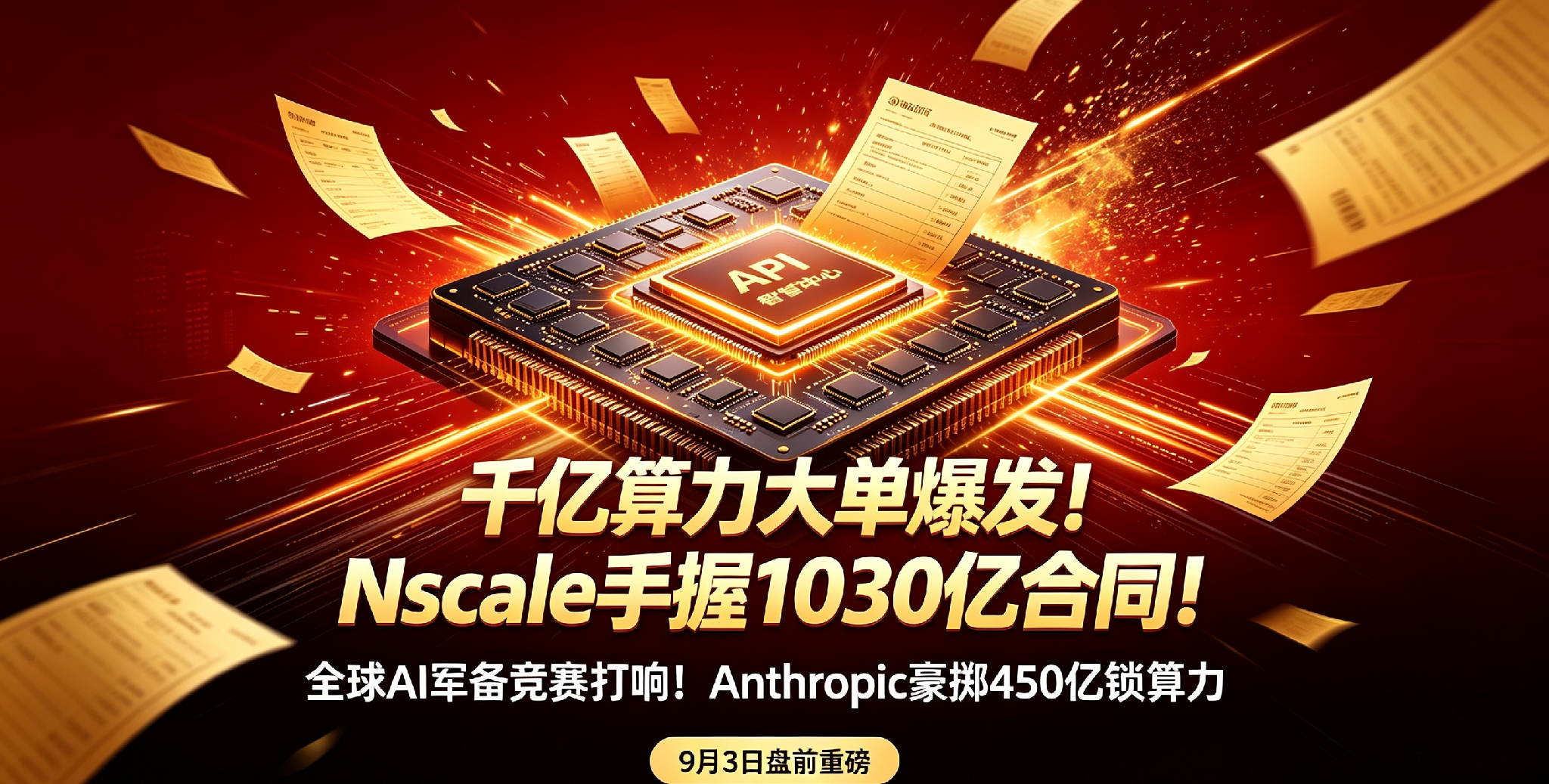 炸翻全球算力圈！Nscale手握1030亿美金合同！AI军备竞赛再度升级，A股迎来巨大机会！
 
2026年9月，一则重磅消息引爆整个科技资本市场！英国新兴云服务商Nscale拿下Anthropic高达450亿美元超级算力长单之后，公司整体合同收入直接飙升至1030亿美元，千亿级别的锁定订单，看得所