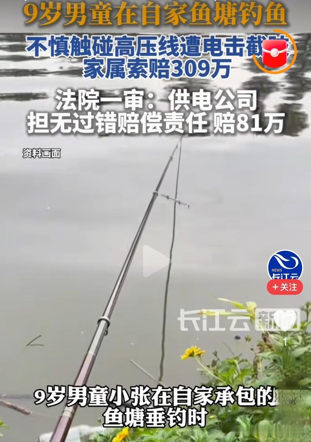 悲剧还是发生！河南长垣，父亲跑到唱歌房玩，母亲只顾干活，9岁的男孩拿着鱼竿，在自家承包的塘边钓鱼玩。谁也没想到，鱼竿往上一甩，碰到了头顶那根35千伏的高压线。电流穿过孩子的身体，最终孩子的右胳膊和右小腿截肢，落下终身残，一个9岁孩子的一辈子，就在那一瞬间被改写了。家长将供电公司告上法庭，要求赔偿各项