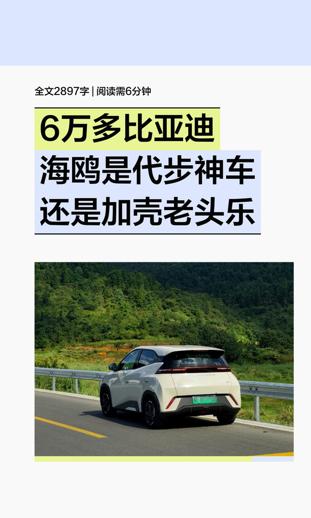 6万多比亚迪海鸥是代步神车还是加壳老头乐