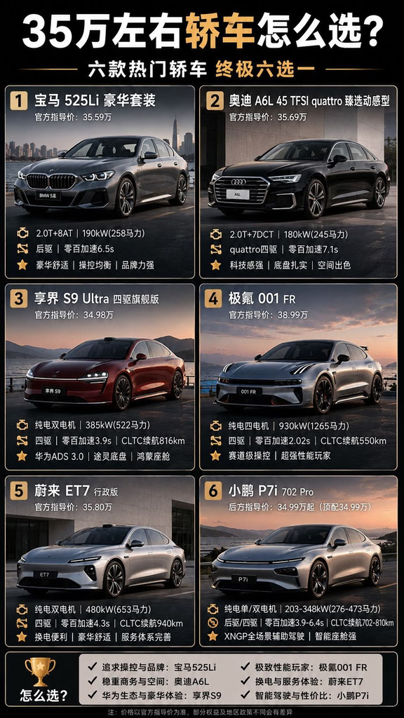 35万级轿车怎么选？六款热门车型终极对决