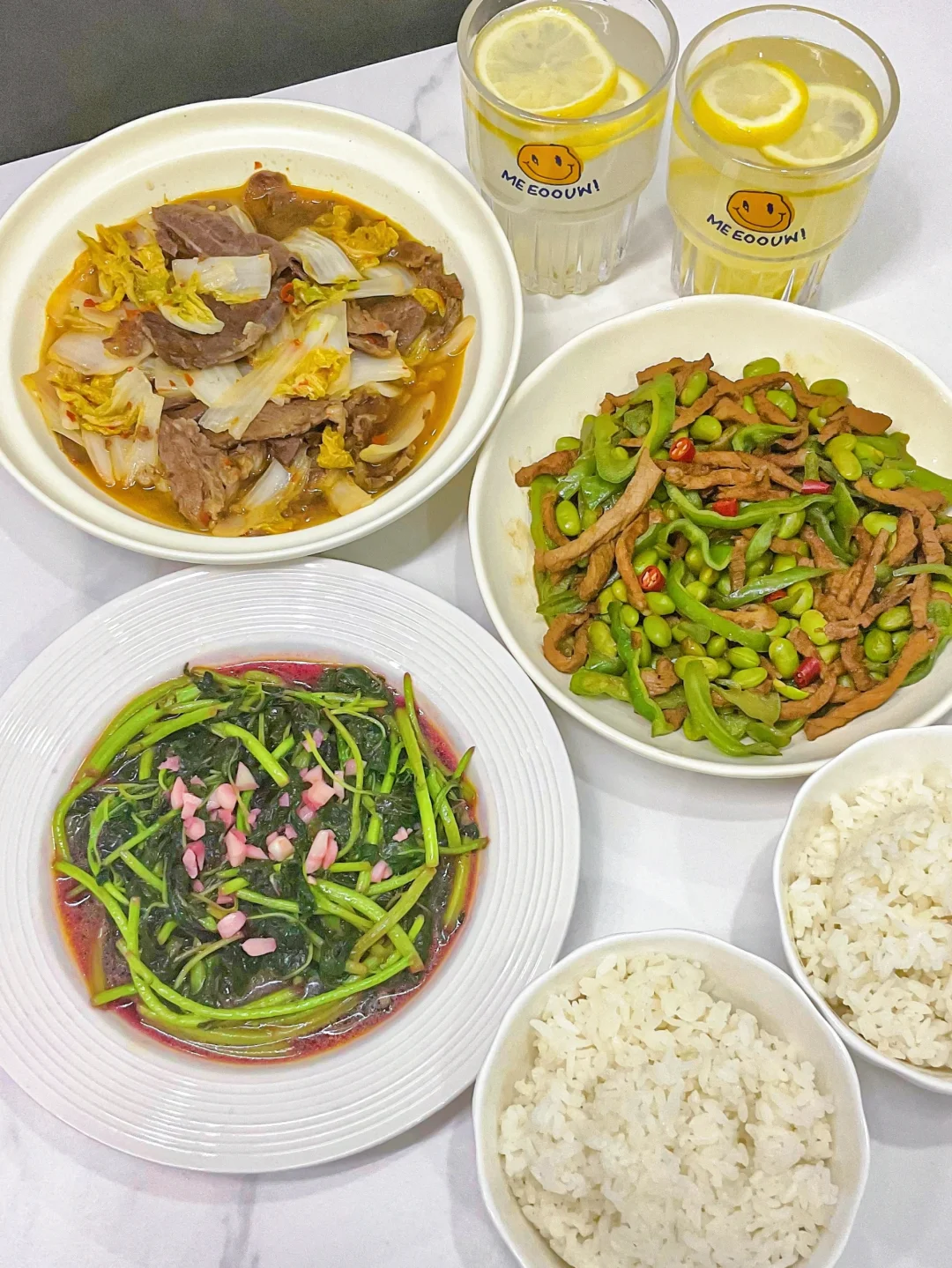 ✅晚餐分享|白菜烧牛肉➕毛豆肉丝➕苋菜