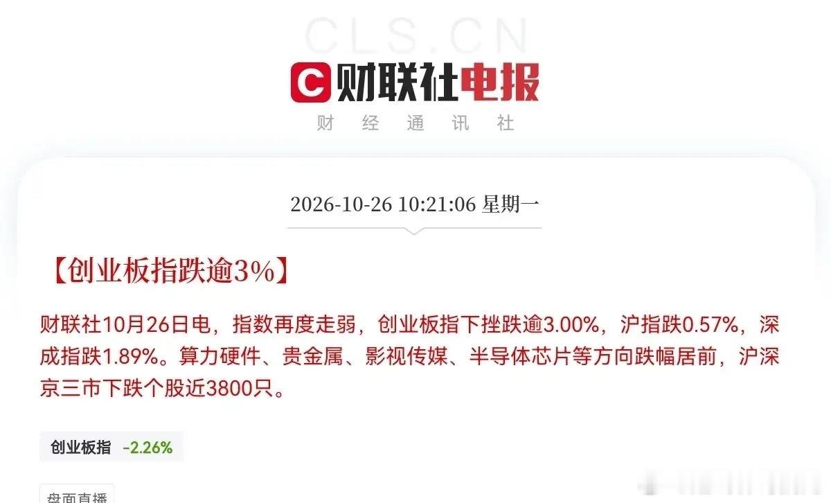 黑色星期一
跌麻了麻了，抄底就被套了，上周五抄底大科技的都要哭了
上午10点40分，三大指数开盘就低开低走，创业板、科创50大跌近3％，光通信、半导体板块全军覆没，重挫超5％，CPO三巨头领跌，新易盛跌超8％、中际旭创跌超6％，天孚通信跌超5％，其他明星光通信股也纷纷重挫，剑桥科技、源杰科技、光 ​