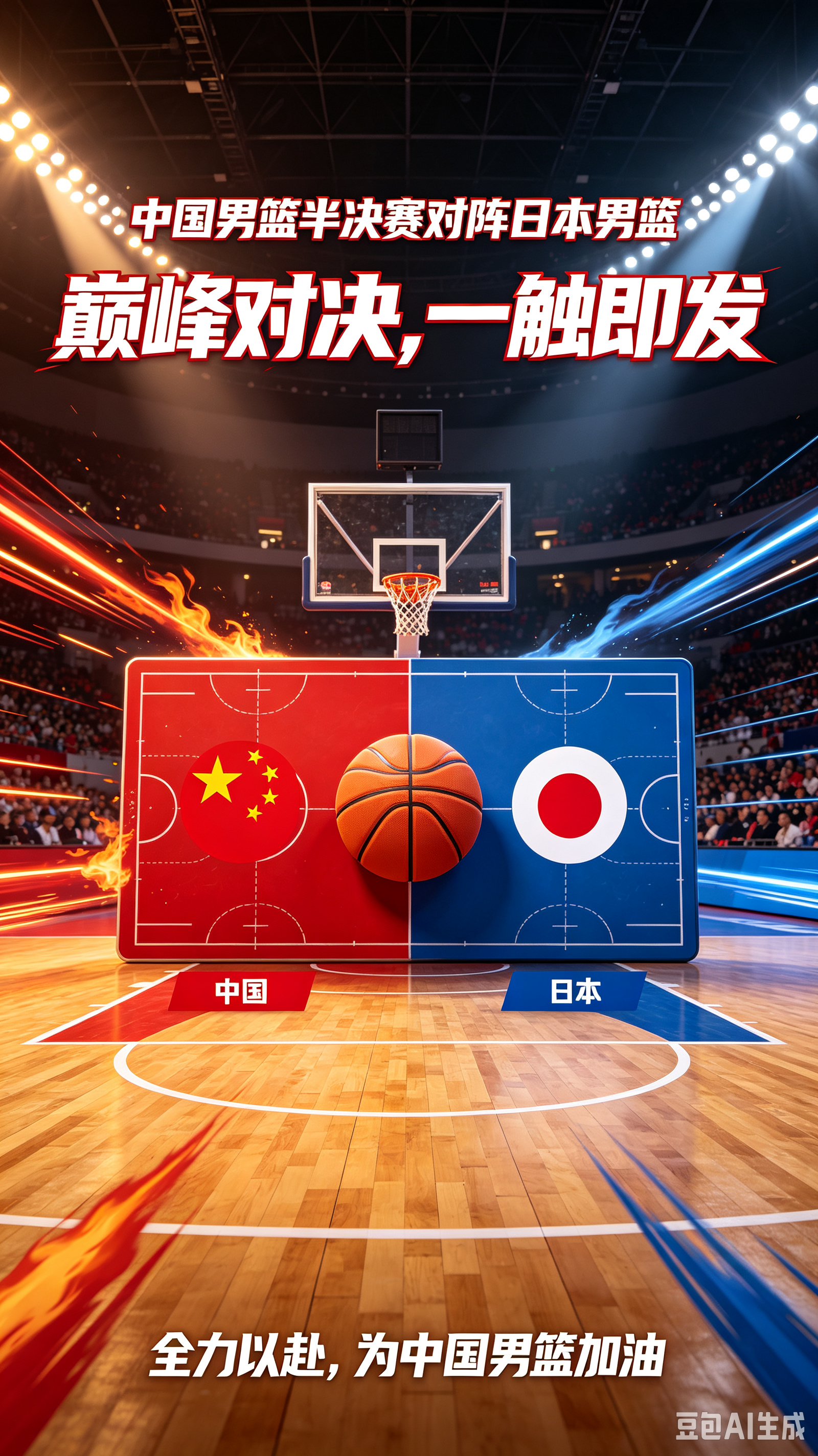 中国男篮半决赛将对阵日本男篮。
亚运会男篮四强已经全部产生，万众期待的半决赛对决即将上演，中国男篮将要迎战东道主日本男篮，向着决赛席位发起冲击。
 
经历四分之一决赛的苦战，男篮小伙子们顺利闯进四强，每一场胜利都来之不易。日本队依靠快速灵活的打法走到现在，又坐拥主场优势，绝对不容小觑。
 
这场较量