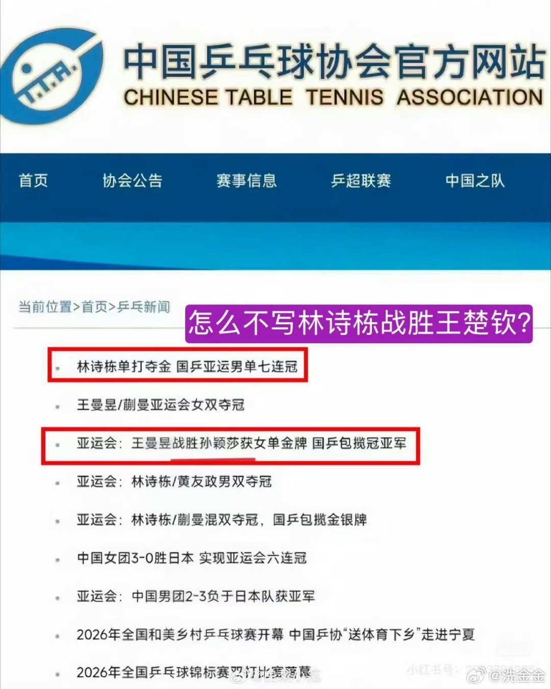 #孙颖莎 乒协#“不就是一个标题，一篇文章吗?＂
是呀，不就是这么简单的事情么？都做不到统一标准，中性表达么？还带着隐隐的恶意。 ​