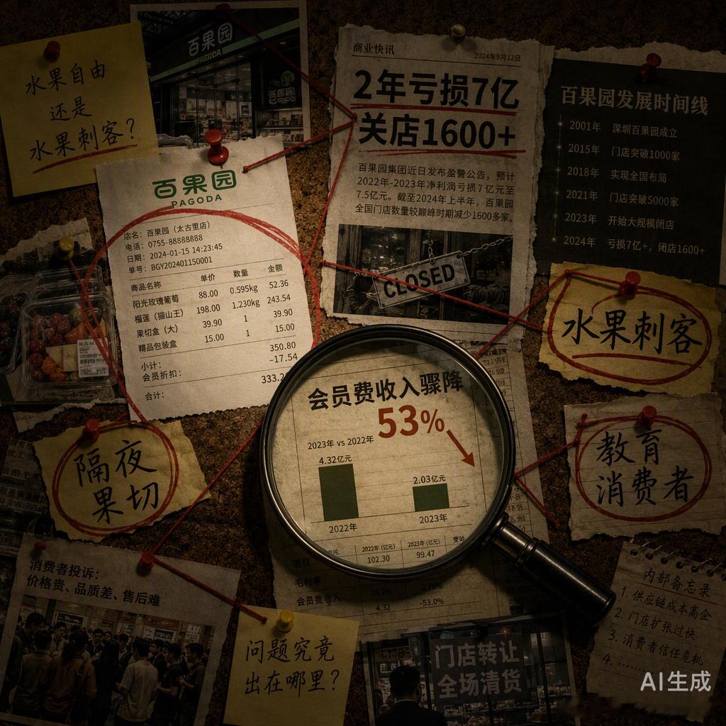 看热搜聊“百果园2年亏掉了7个亿”，心里那股子对商业定力的紧绷感又上来了。

两年关店超1600家，累计亏损7亿，这组数字背后，是高端定位在消费理性面前的集体退潮。咱们平时总说拒绝被营销话术推着走，追求内心的松弛感。其实做品牌也一样，真正的从容不是靠极度的紧张和死盯着高价标签来证明，而是 ​
