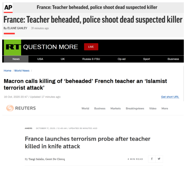 法國巴黎一老師被“斬首”, 馬克龍: 這是“伊斯蘭恐怖襲擊”-圖2