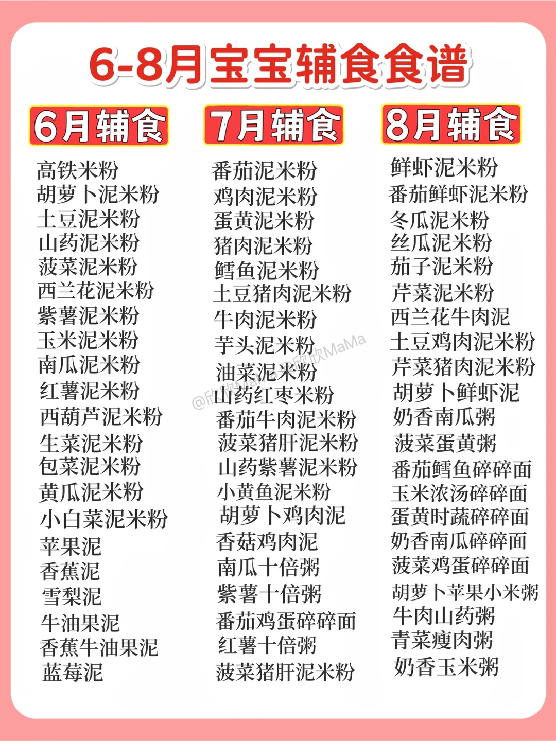 6-8月米粉辅食添加攻略｜附20款辅食泥做法✅