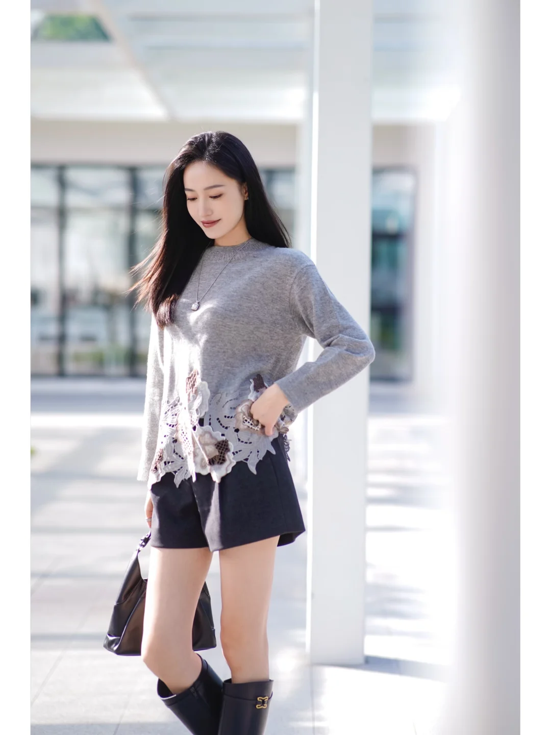 东方韵🌫️清冷的新中式灰色针织