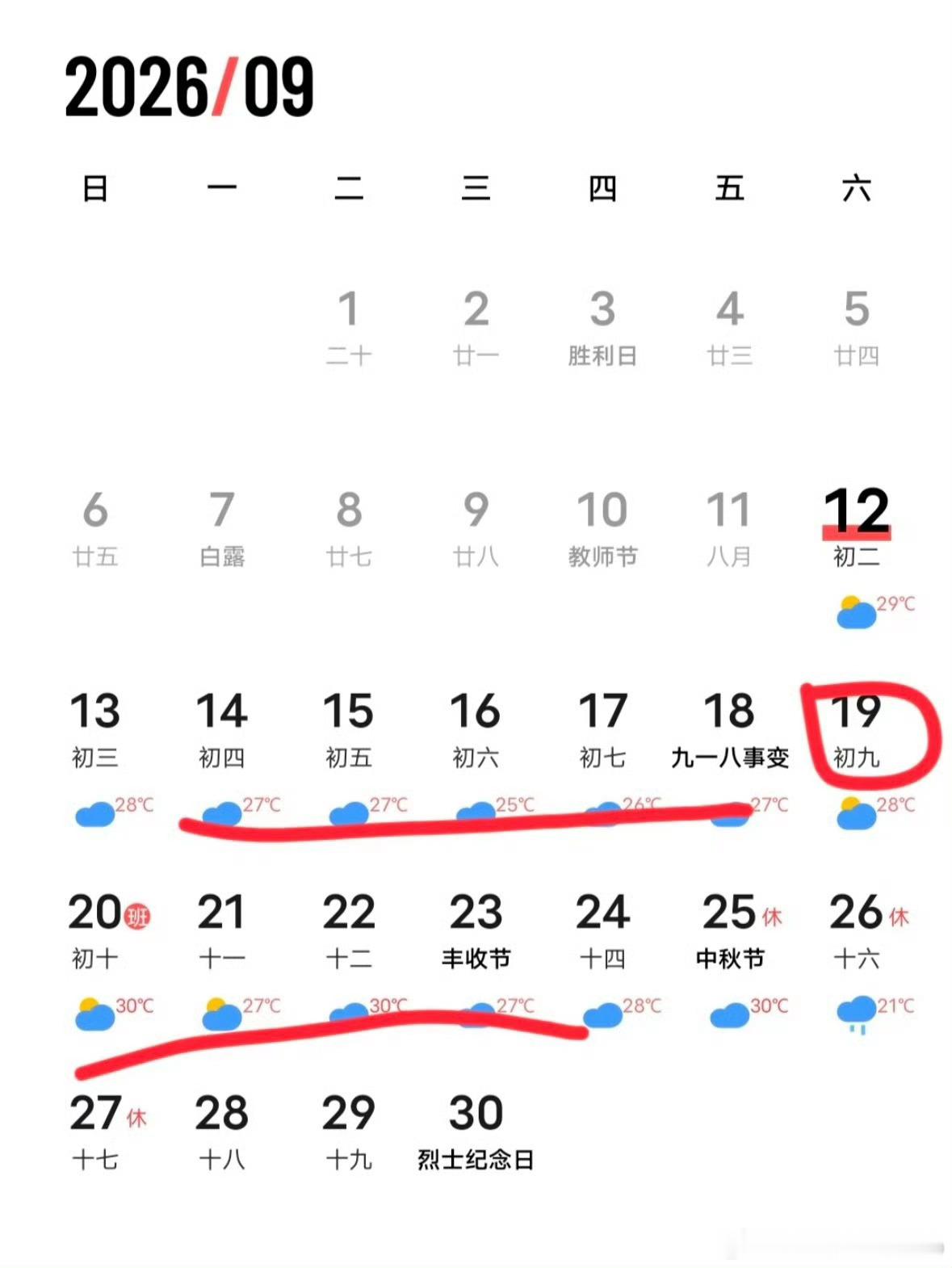 下周（9月14日-20日）将迎来“上5休1再上1”的特殊节奏，这是为中秋国庆假期腾挪时间的调休安排——连上5天班后，周六（9月19日）休息1天，周日（9月20日）需补班1天。这看似折腾的一周，其实只是