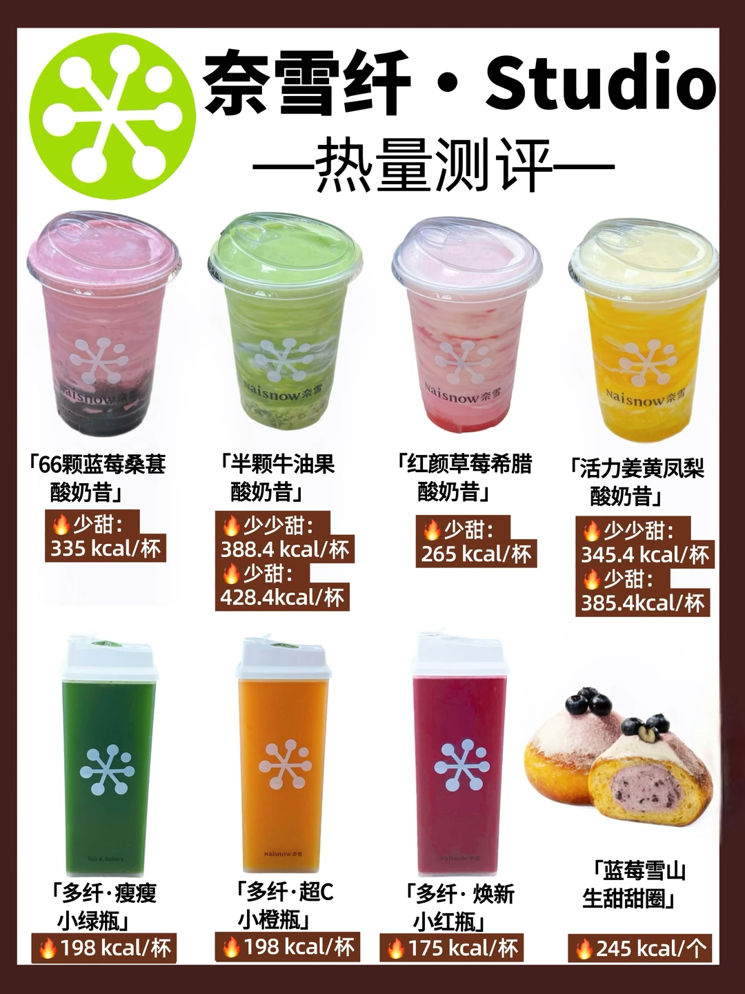 奈雪纤·Studio超全热量测评，Di卡点单攻略‼️