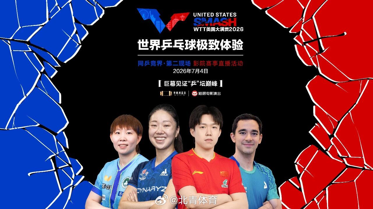 【 2026年6月26日至7月5日，WTT美国大满贯2026将于洛杉矶...