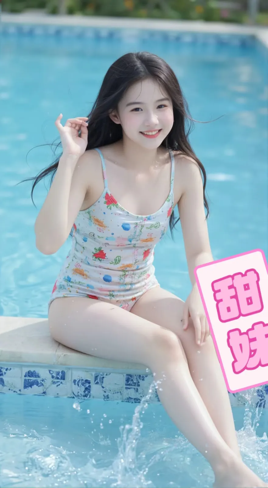 夏日甜妹，泳池边的美好时光🌞
