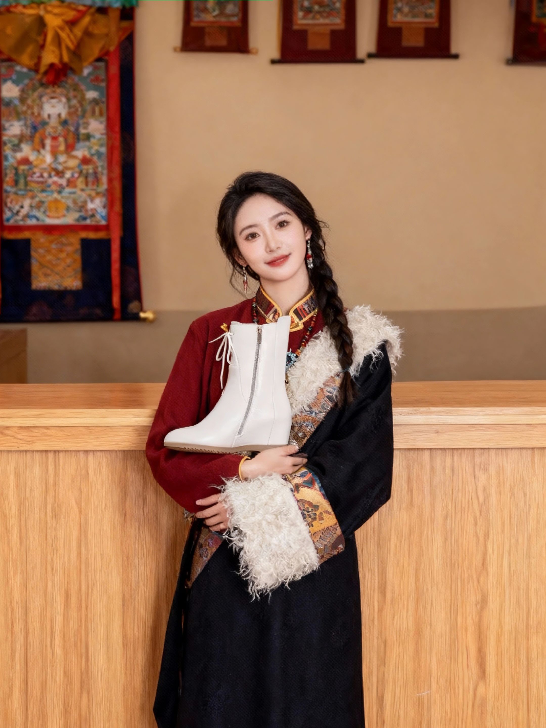 小个子女生的天花板内增高加绒短靴