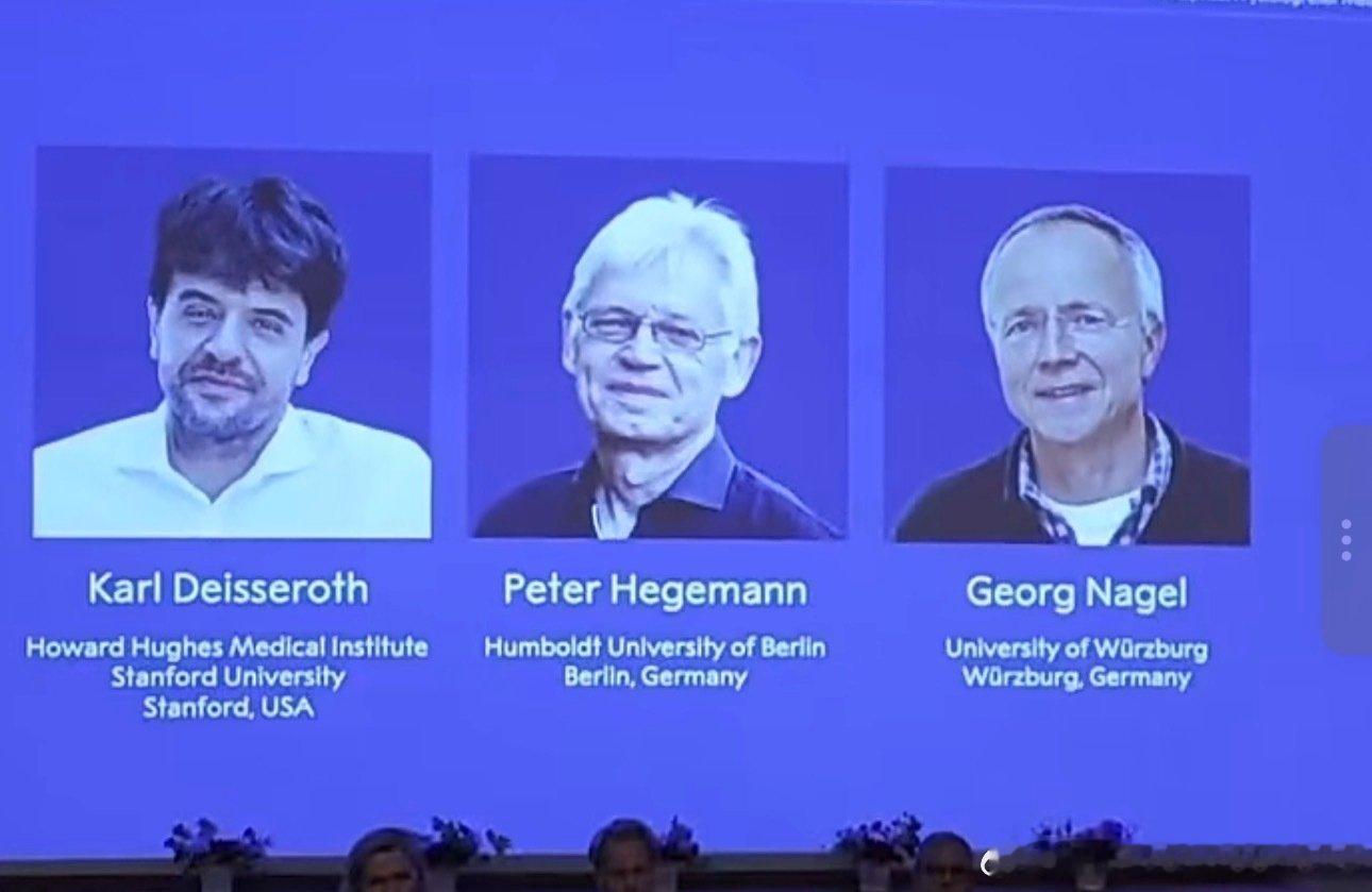 光遗传学相关研究获诺贝尔医学奖 | Nobel Prize in Medicine awarded for optogenetics
1位来自美国，2位来自德国 ​