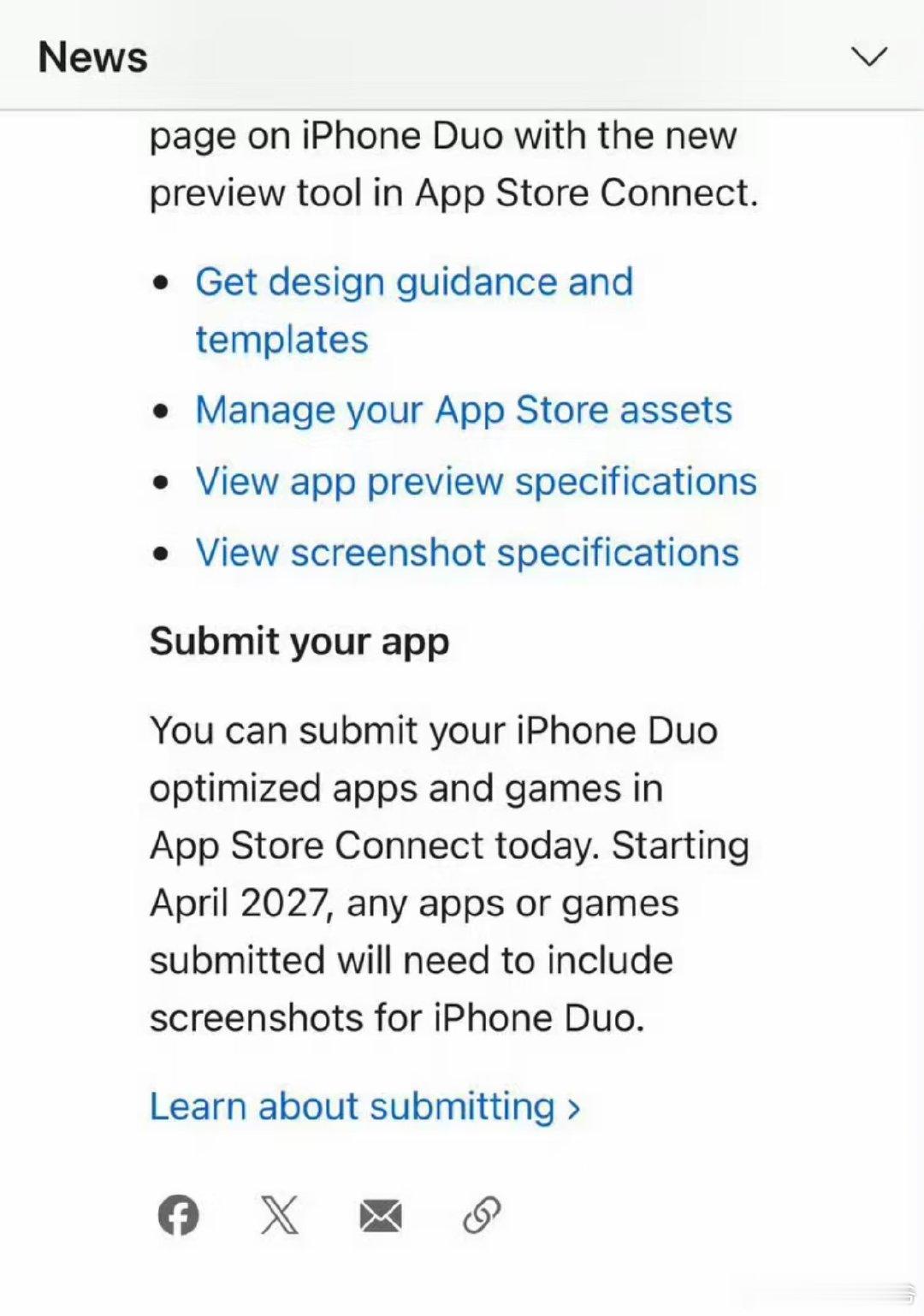 #iPhoneDuo 强制适配#
苹果直接用App Store审核强制推动折叠屏适配，算是跳出安卓长期“硬件先行、软件拖后腿”的困局。
对我们使用者来说，后续更新的应用能规避黑边、裁切，大屏体验更完整。
这波压力给到中小开发者了[并不简单] ​