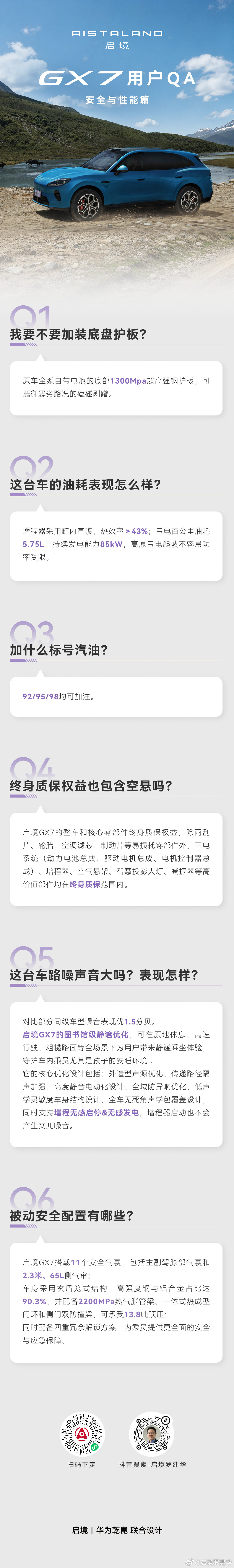 启境GX7安全、性能的热门疑问，一次性给大家讲清楚。
#启境汽车##启境GX7##用户QA##安全与性能篇# ​