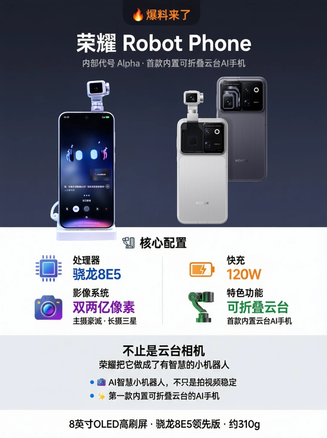 荣耀RobotPhone云台手机来了！这波什么水平