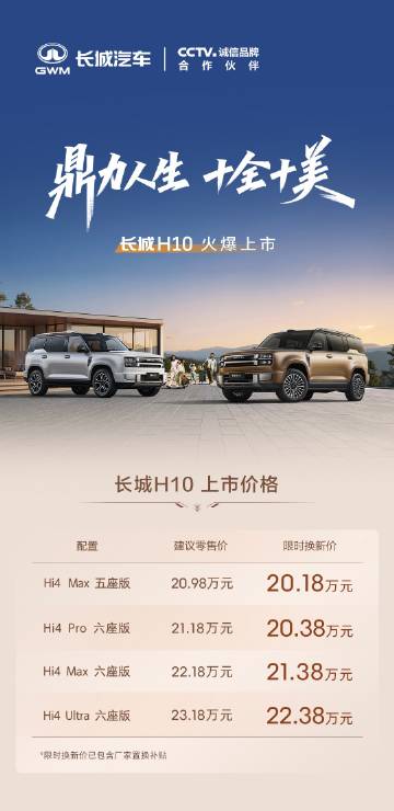 20万级方盒子又来一选手，长城H10正式上市，价格20.98-23.1...