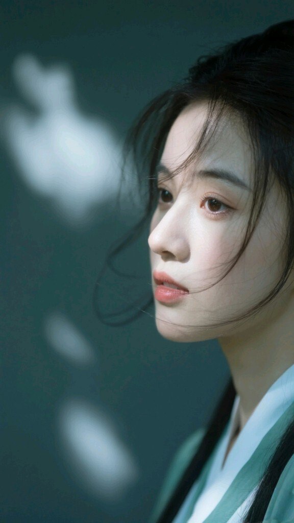 模特小姐姐五官真的无法挑剔 忍不住吟诗一首: 着一身青衫 沉浸在光影里...