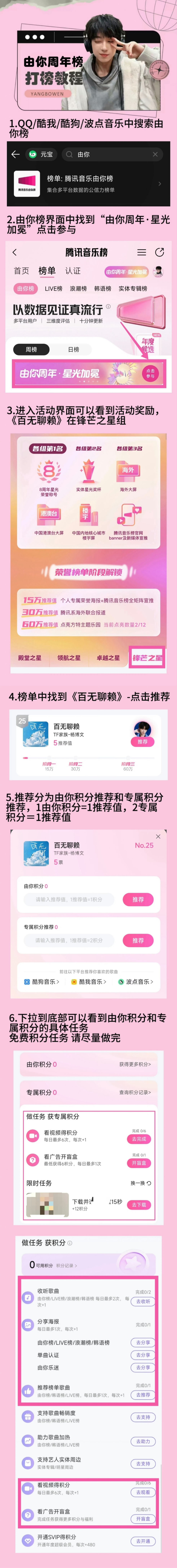 【由你榜打榜】倒计时10天⏳

每达成一个阶段，就解锁对应应援

我知道冲榜会非常难，因为前面都是体量很大的前辈
但这不代表不值得一试，枯水期本来也没什么事，不如让我们热热闹闹打一次榜
哪怕最后差一点，至少我们让杨博文知道，我们无论如何都不会放弃

下沉广泛铺设、一起催，能解锁一项是一项
 ​