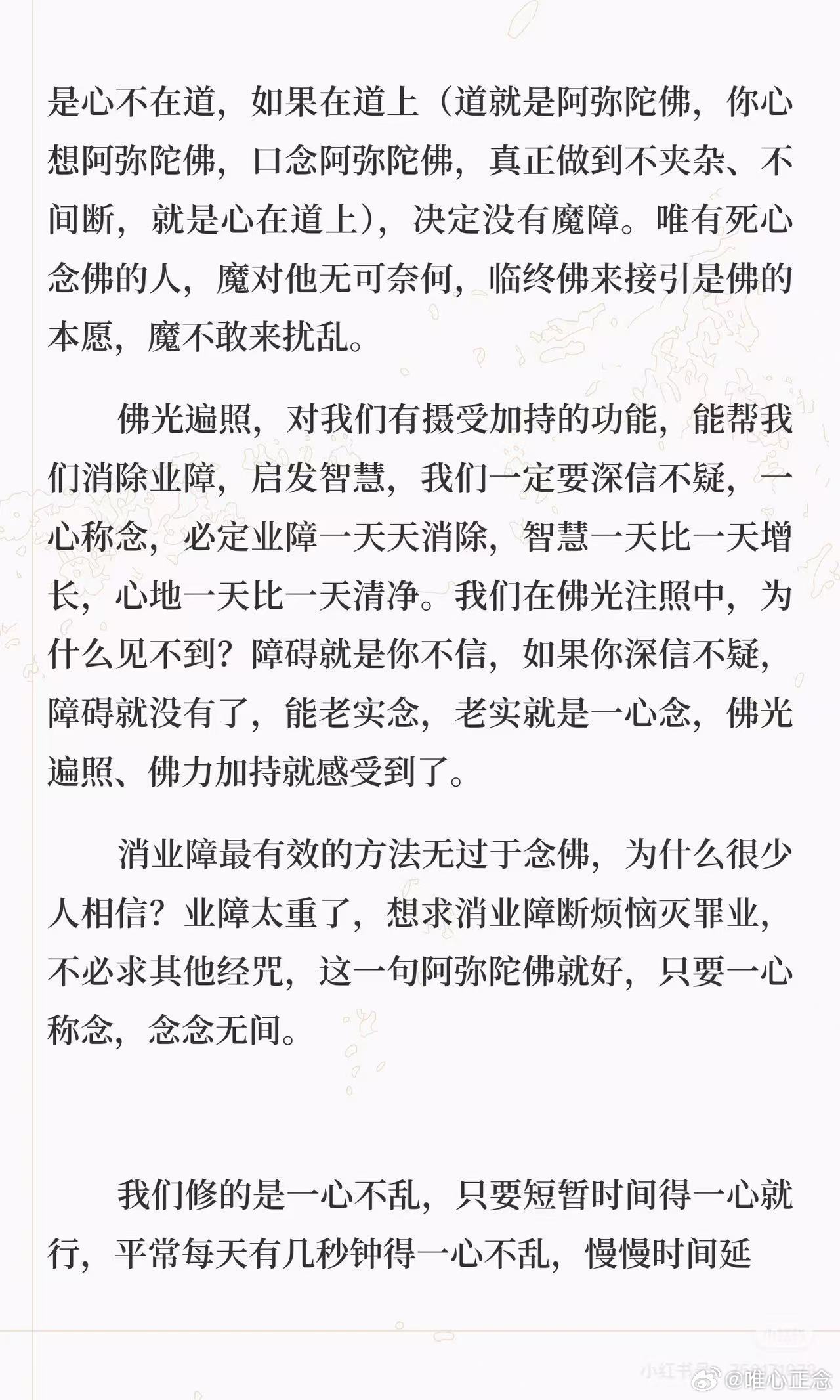 #肖战片场从不提词不进房车休息#一心不乱就是要首先放空所有的妄想、颠倒、执著。唯是一心，唯是念佛，唯是真如。用这样的心，你才有办法把这个净土法门修好，因为心净则国土净，你要先弄清楚这句话。你今天你要求生净土，不是没有净土，净土就在你当下，而当下就在你无念，而无念不妨碍一念，无念就是 ​