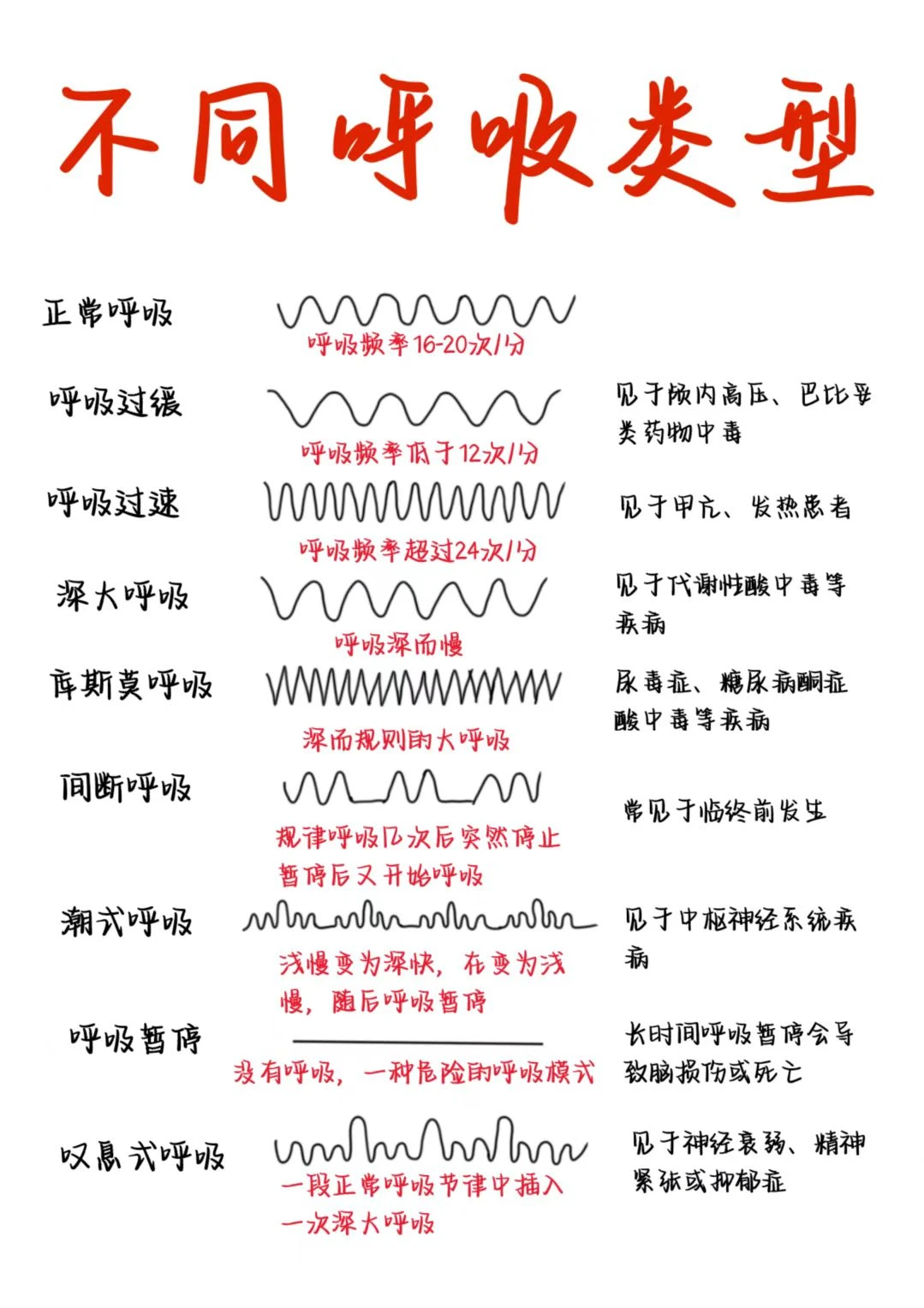 医学生笔记——不同呼吸类型