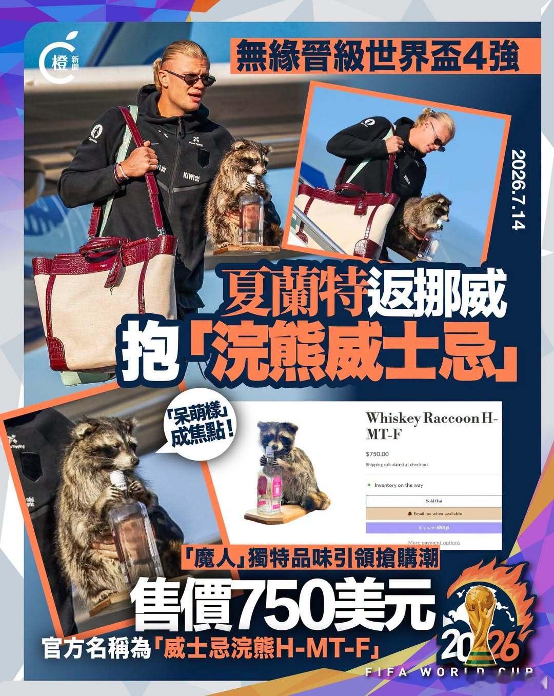 【反差萌｜挪威世界杯出局，哈兰德捧750美元“威士忌浣熊”下机成焦点】...
