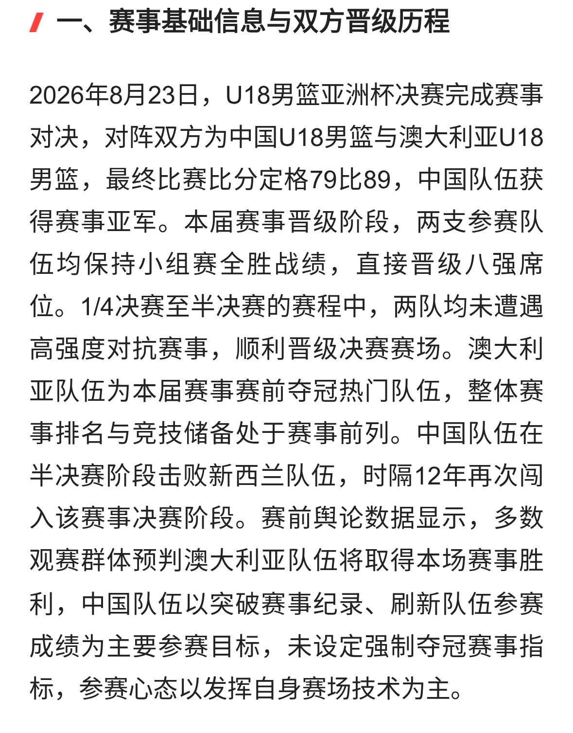 无愧亚军！一路全胜挺进决赛，中国年轻男篮未来可期