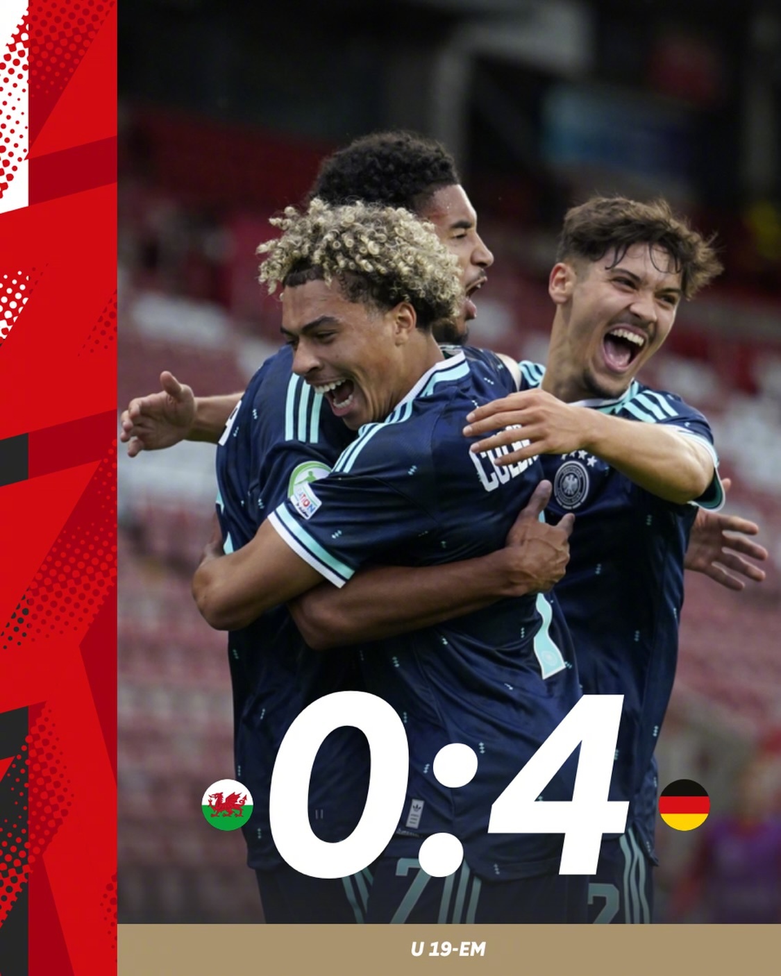 👍在今天凌晨的一场U19欧青赛中，德国U19队的小伙子们凭借奥涅卡...